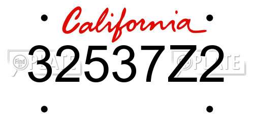 32537Z2 California License Plate