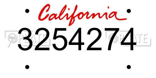 3254274 California License Plate