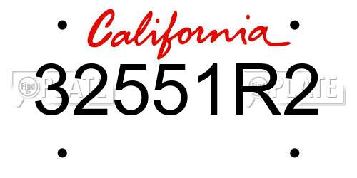 32551R2 California License Plate