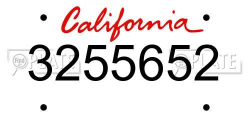 3255652 California License Plate