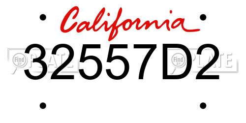 32557D2 California License Plate