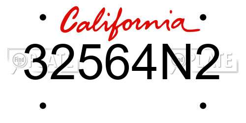 32564N2 California License Plate