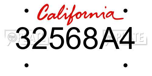 32568A4 California License Plate