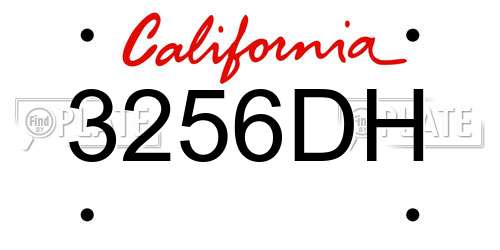 3256DH California License Plate