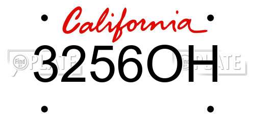 3256OH California License Plate
