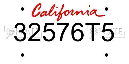 32576T5 California License Plate