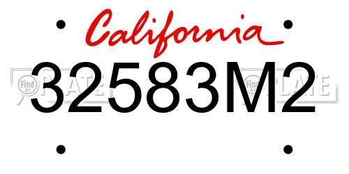 32583M2 California License Plate