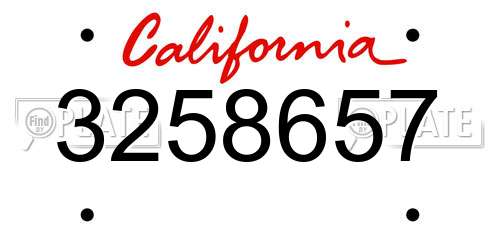 3258657 California License Plate