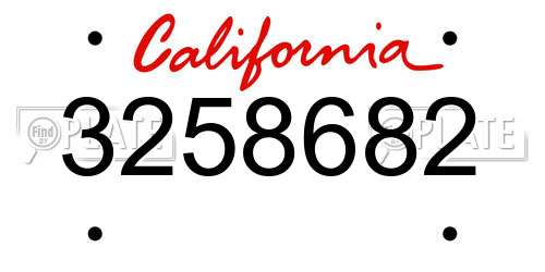 3258682 California License Plate