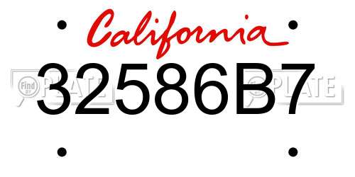 32586B7 California License Plate