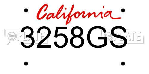 3258GS California License Plate