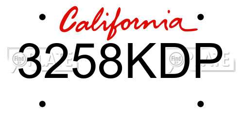 3258KDP California License Plate