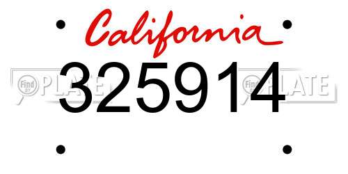 325914 California License Plate