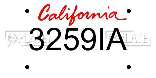 3259IA California License Plate