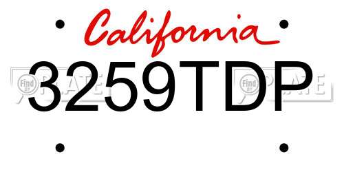 3259TDP California License Plate