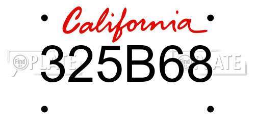 325B68 California License Plate