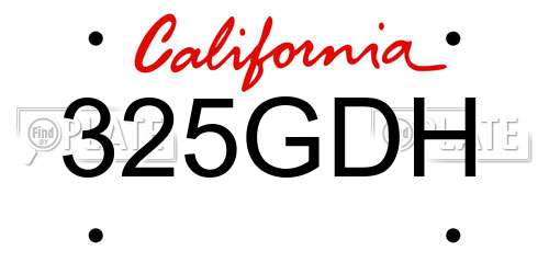 325GDH California License Plate