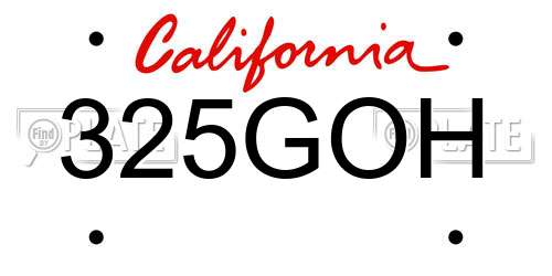 325GOH California License Plate