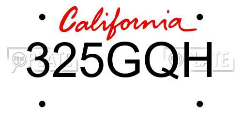 325GQH California License Plate