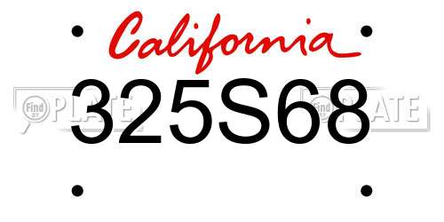 325S68 California License Plate