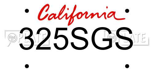 325SGS California License Plate