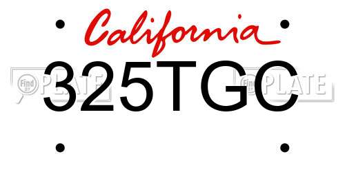 325TGC California License Plate
