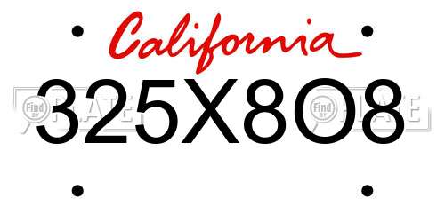 325X8O8 California License Plate