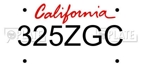325ZGC California License Plate