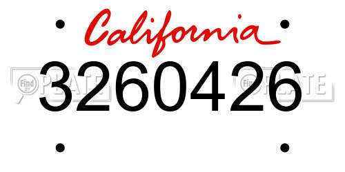 3260426 California License Plate