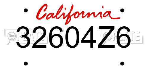 32604Z6 California License Plate