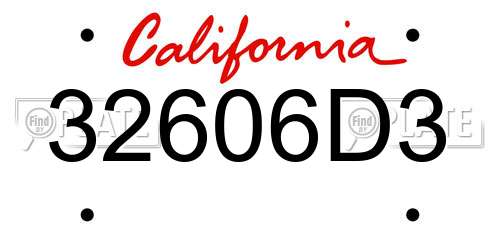 32606D3 California License Plate