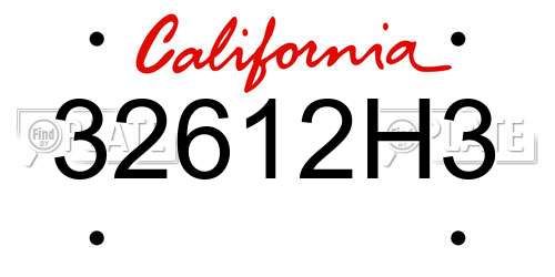 32612H3 California License Plate