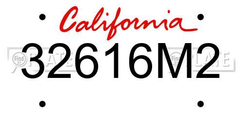 32616M2 California License Plate