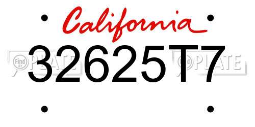 32625T7 California License Plate