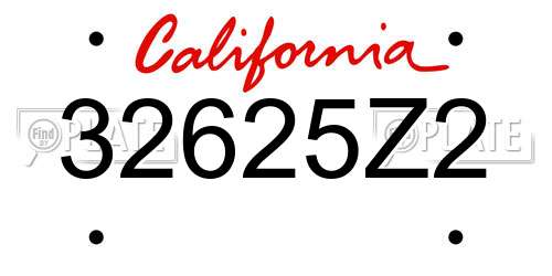 32625Z2 California License Plate