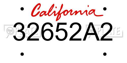 32652A2 California License Plate