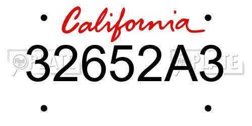 32652A3 California License Plate