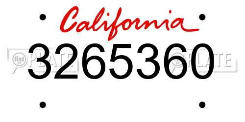 3265360 California License Plate