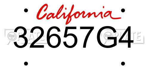32657G4 California License Plate