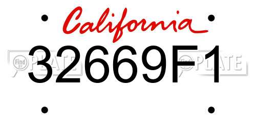 32669F1 California License Plate