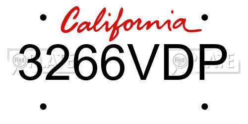 3266VDP California License Plate