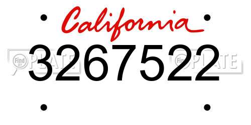 3267522 California License Plate