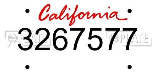 3267577 California License Plate