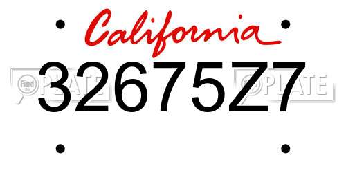 32675Z7 California License Plate
