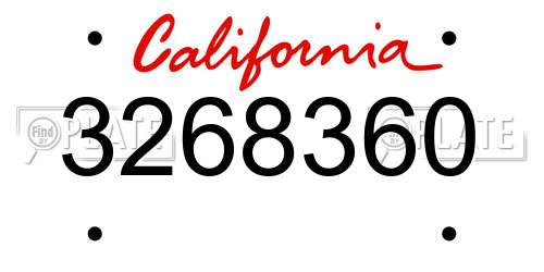 3268360 California License Plate