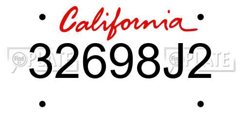 32698J2 California License Plate