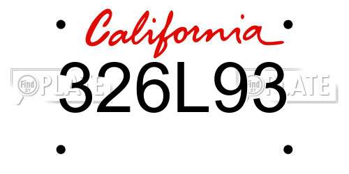 326L93 California License Plate