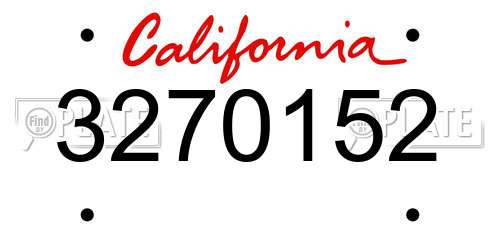 3270152 California License Plate