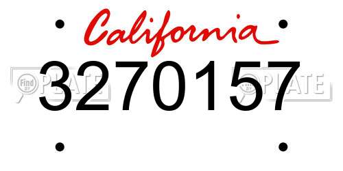 3270157 California License Plate