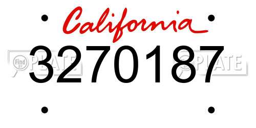 3270187 California License Plate